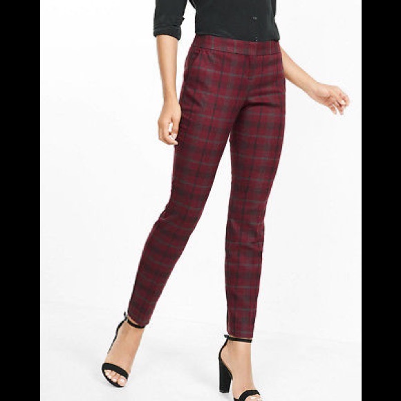 Express Pants - NWT EXPRESS COLUMNIST ANKLE SZ 8 PLAID MERLOT